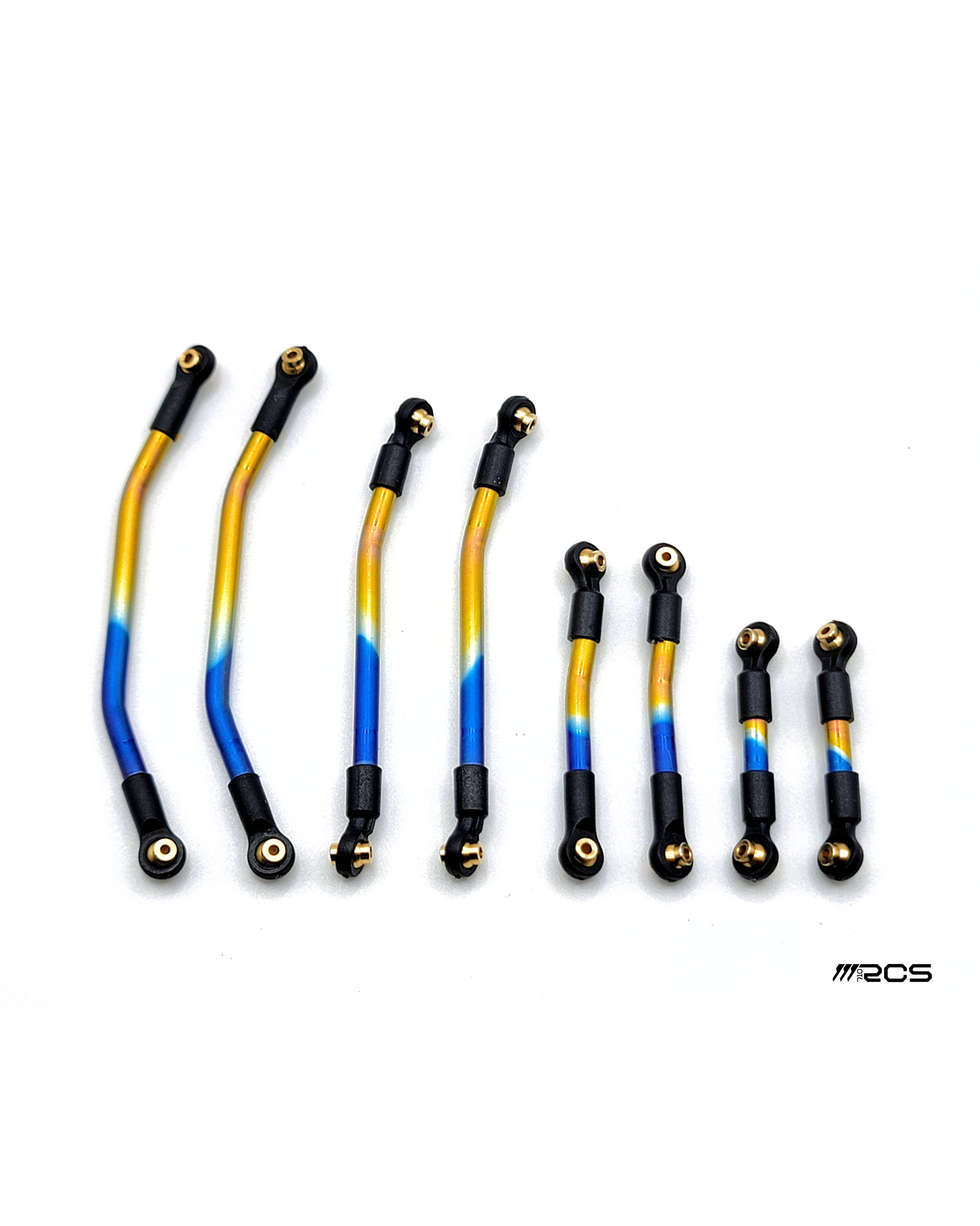 RCSTEVE Sidewinder titanium high clearance link kit compatible with Mamba24, Sidewinder C1, Nacho Supreme, Rock Panda Labs, and other compatible micro crawler chassis.