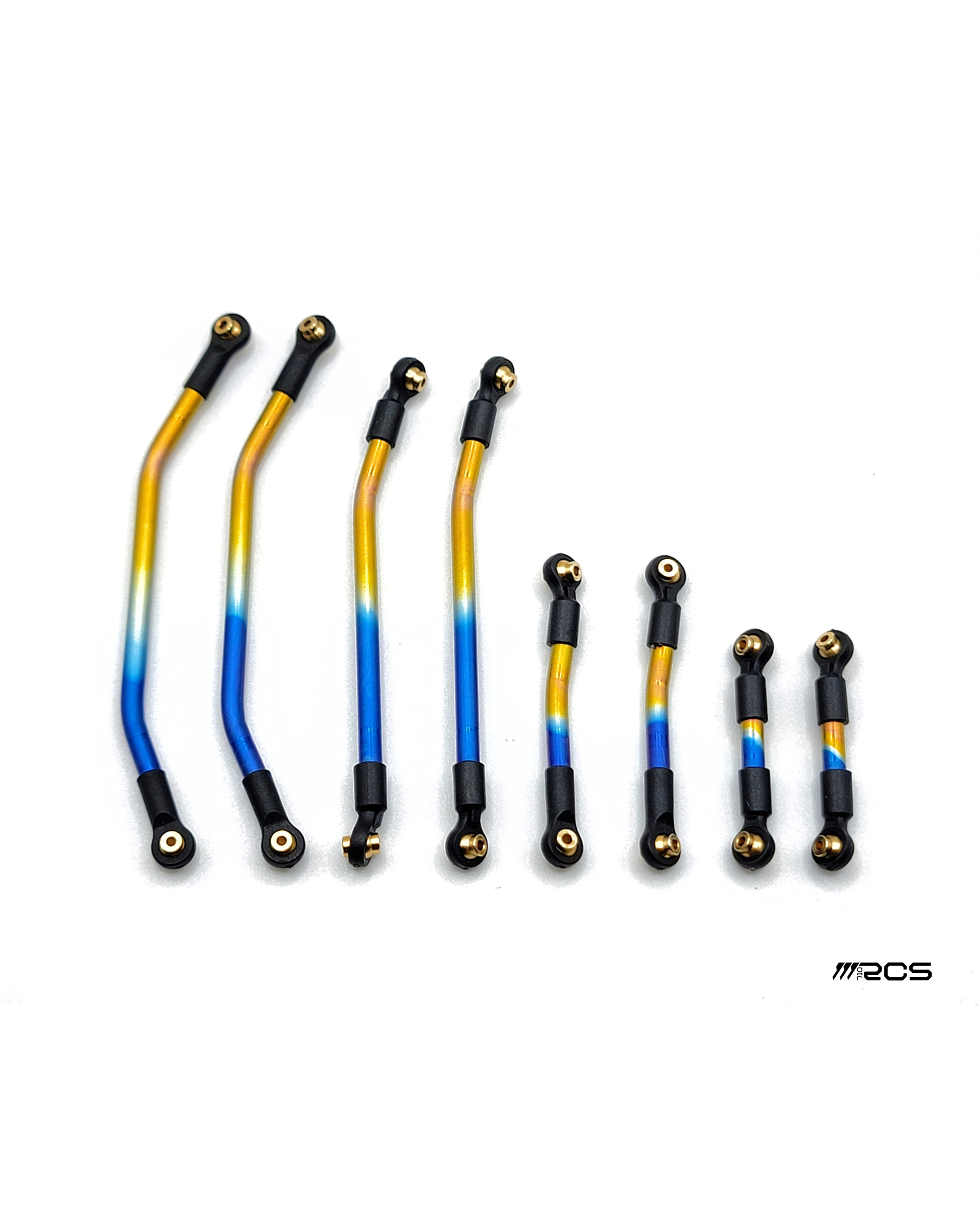 RCSTEVE Sidewinder titanium high clearance link kit compatible with Mamba24, Sidewinder C1, Nacho Supreme, Rock Panda Labs, and other compatible micro crawler chassis.