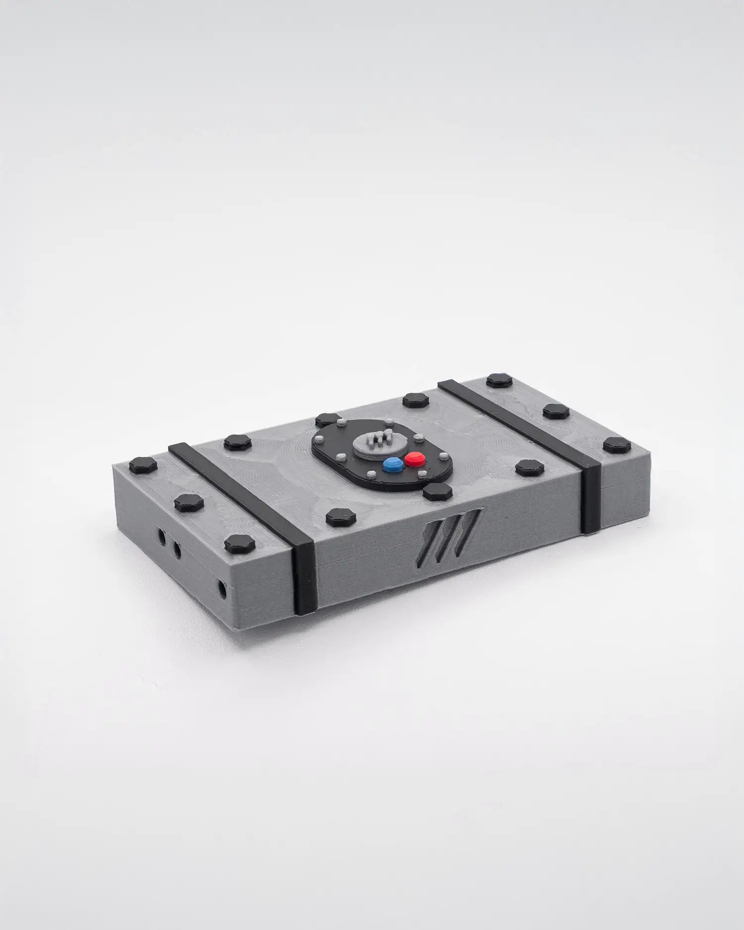 Gray 1/10 RC fuel cell with black trim and bolt details, designed for scale realism and durability.